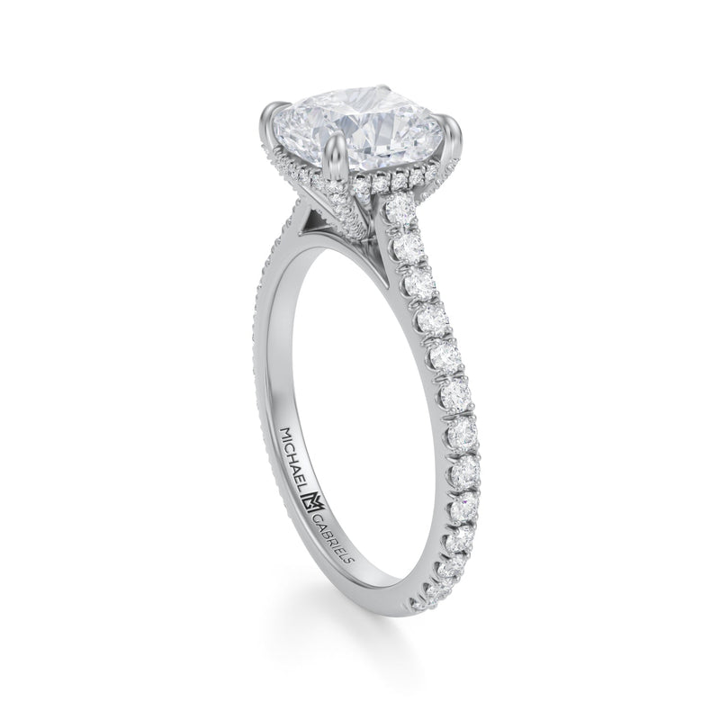 Cushion Pave Cathedral Ring With Pave Basket  (1.70 Carat G-VS1)