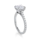Cushion Pave Cathedral Ring With Pave Basket  (1.50 Carat F-VS1)