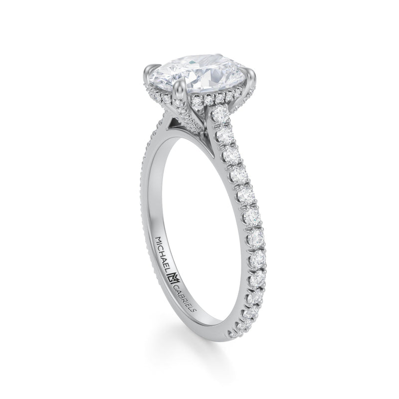 Oval Pave Cathedral Ring With Pave Basket  (2.20 Carat G-VVS2)