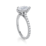 Pear Pave Cathedral Ring With Pave Basket  (3.20 Carat E-VS1)