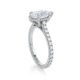 Pear Pave Cathedral Ring With Pave Basket  (1.40 Carat E-VS1)
