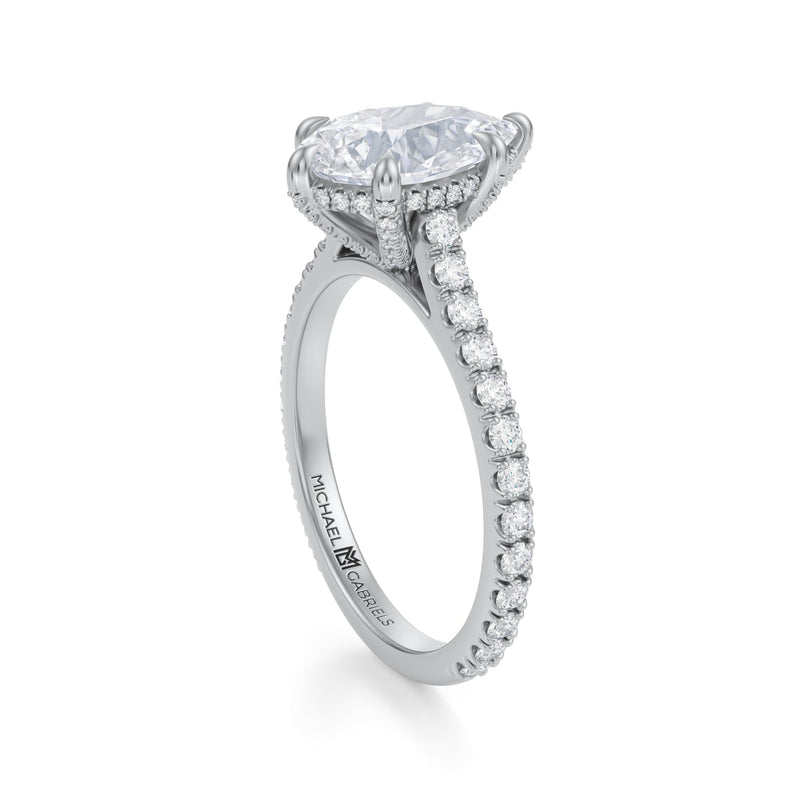 Pear Pave Cathedral Ring With Pave Basket  (3.00 Carat F-VS1)