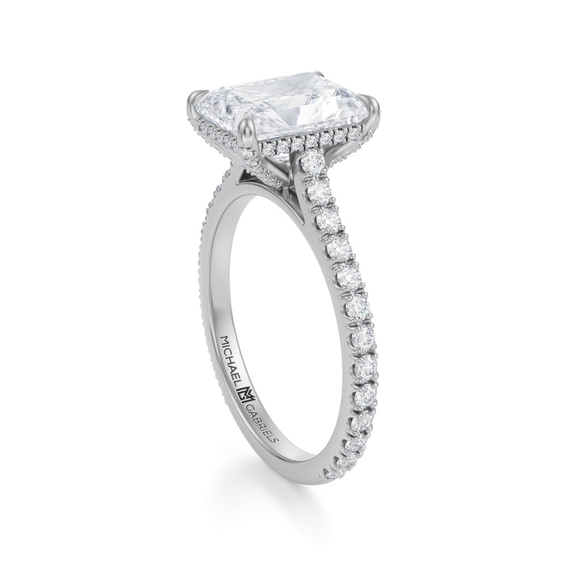 Radiant Pave Cathedral Ring With Pave Basket  (3.40 Carat G-VS1)