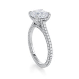 Cushion Trio Pave Cathedral Ring With Pave Basket  (1.20 Carat E-VVS2)