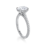 Oval Trio Pave Cathedral Ring With Pave Basket  (1.20 Carat F-VVS2)