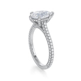 Pear Trio Pave Cathedral Ring With Pave Basket  (3.20 Carat E-VS1)