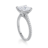 Princess Trio Pave Cathedral Ring With Pave Basket  (1.40 Carat E-VS1)