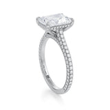 Radiant Trio Pave Cathedral Ring With Pave Basket  (2.50 Carat F-VS1)