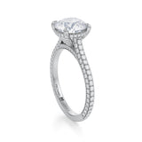 Round Trio Pave Cathedral Ring With Pave Basket  (3.40 Carat E-VS1)