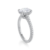 Oval Trio Pave Cathedral Ring With Low Pave Basket  (3.70 Carat G-VS1)