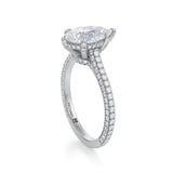 Pear Trio Pave Cathedral Ring With Low Pave Basket  (1.70 Carat D-VS1)