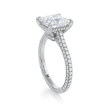Princess Trio Pave Cathedral Ring With Low Pave Basket  (3.00 Carat E-VS1)