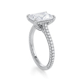 Radiant Trio Pave Cathedral Ring With Low Pave Basket  (1.50 Carat D-VVS2)