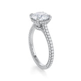 Round Trio Pave Cathedral Ring With Low Pave Basket  (1.00 Carat D-VS1)
