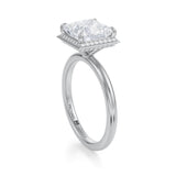 Princess Knife Edge Halo With Solitaire Ring  (1.50 Carat E-VS1)