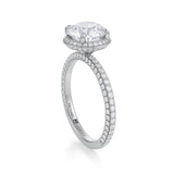 Round Knife Edge Halo With Trio Pave Ring