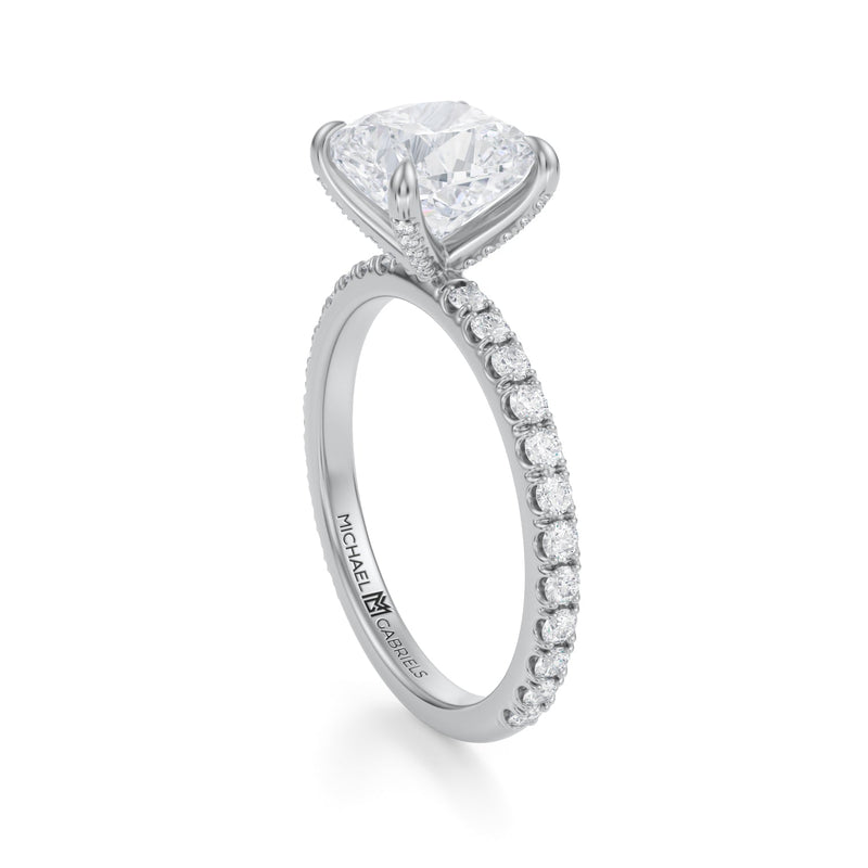 Cushion Pave Ring With Pave Prongs  (3.20 Carat G-VS1)