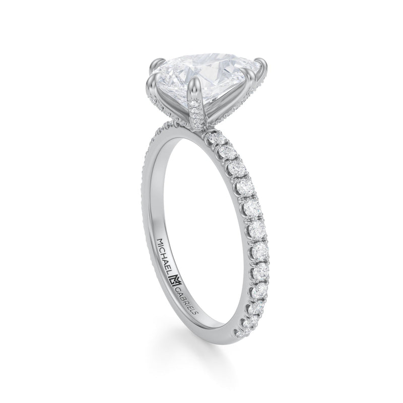 Pear Pave Ring With Pave Prongs  (2.40 Carat E-VS1)