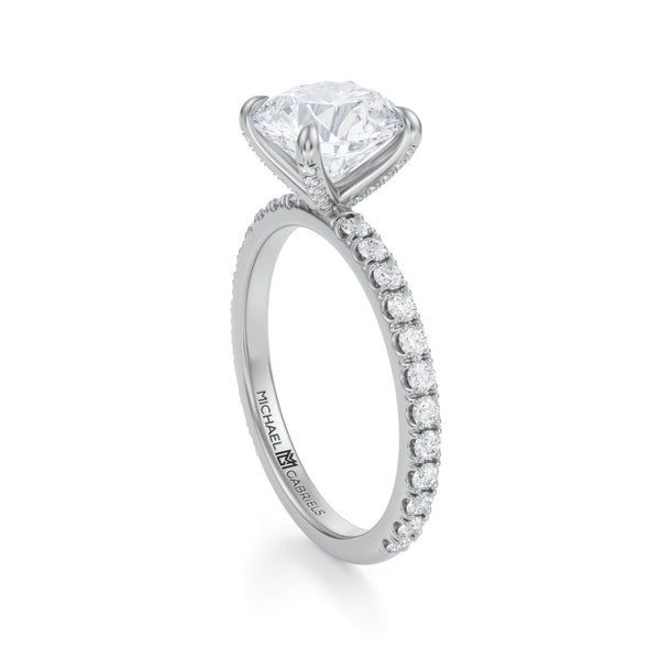Michael Gabriels round pave ring with pave prongs