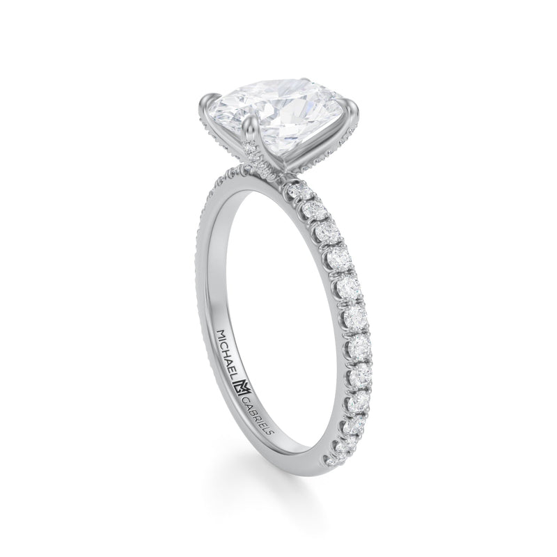 Oval Pave Ring With Pave Prongs  (1.70 Carat F-VS1)