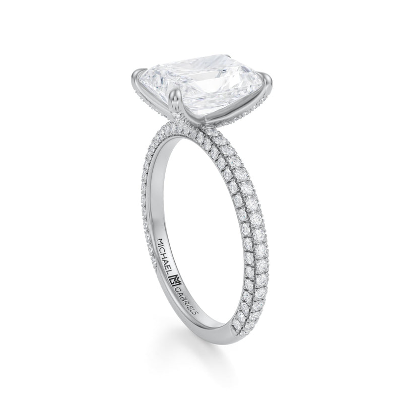 Radiant Trio Pave Ring With Pave Prongs  (3.20 Carat F-VVS2)