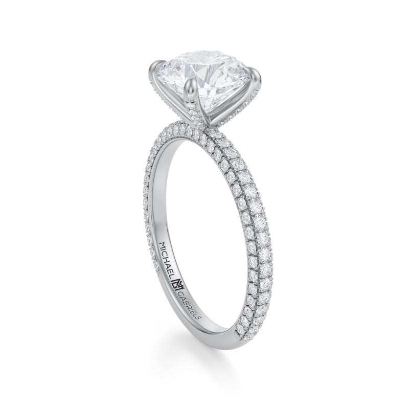Round Halo With Trio Pave Ring  (2.00 Carat G-VS1)