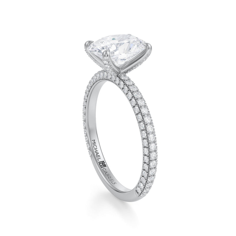 Oval Halo With Trio Pave Ring  (2.50 Carat G-VVS2)