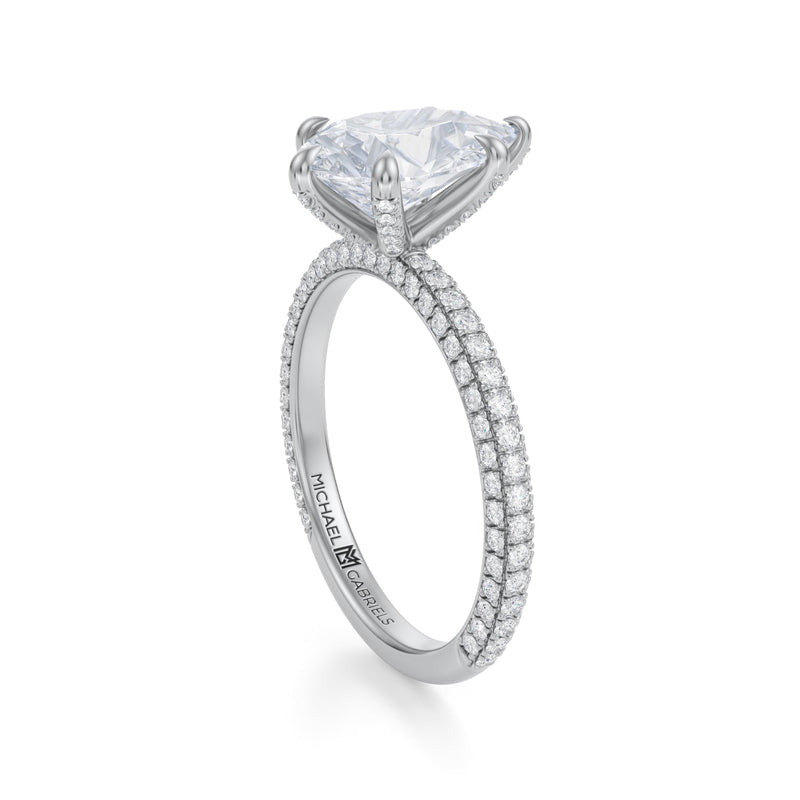 Pear Halo With Trio Pave Ring  (2.70 Carat D-VVS2)