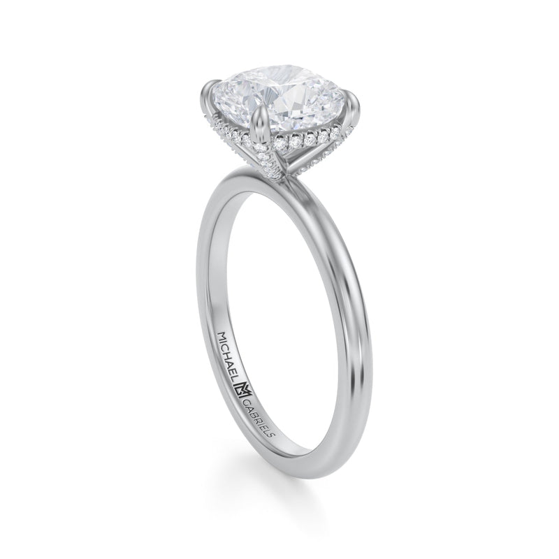 Cushion Solitaire Ring With Pave Basket  (1.50 Carat F-VS1)