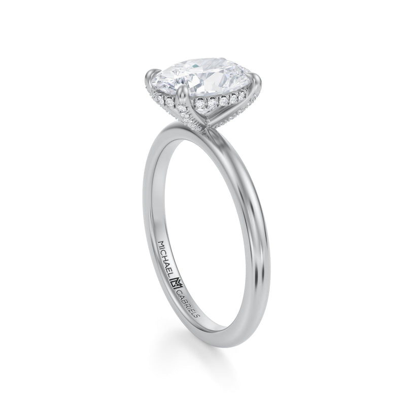 Oval Solitaire Ring With Pave Basket