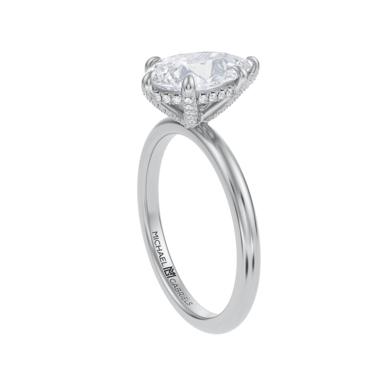Pear Solitaire Ring With Pave Basket  (1.40 Carat G-VS1)