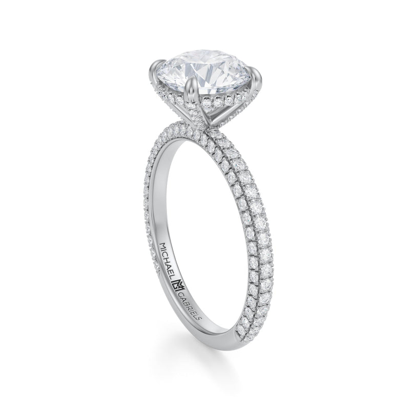 Round Pave Basket With Trio Pave Ring  (3.70 Carat E-VS1)