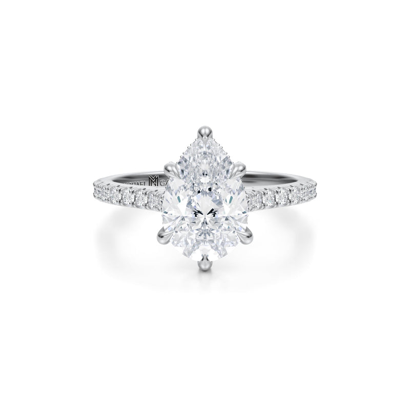 Pear Pave Cathedral Ring With Pave Basket  (3.50 Carat D-VVS2)