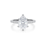 Pear Pave Cathedral Ring With Pave Basket  (1.00 Carat F-VS1)