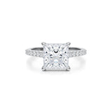 Princess Pave Cathedral Ring With Pave Basket  (2.70 Carat E-VS1)