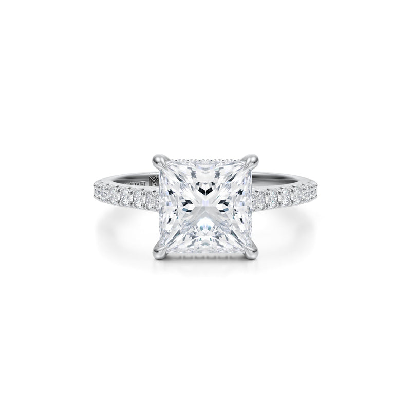 Princess Pave Cathedral Ring With Pave Basket  (2.70 Carat D-VVS2)