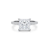 Princess Pave Cathedral Ring With Pave Basket  (3.20 Carat D-VVS2)