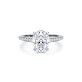 Oval Trio Pave Cathedral Ring With Pave Basket  (1.70 Carat E-VVS2)