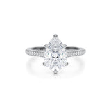 Pear Trio Pave Cathedral Ring With Pave Basket  (3.40 Carat E-VS1)