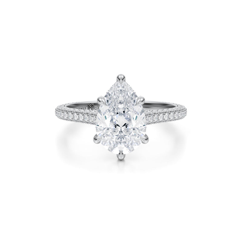 Pear Trio Pave Cathedral Ring With Pave Basket  (1.00 Carat G-VVS2)