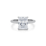 Radiant Trio Pave Cathedral Ring With Pave Basket  (1.20 Carat E-VVS2)