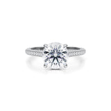 Round Trio Pave Cathedral Ring With Pave Basket  (2.50 Carat G-VVS2)