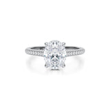 Oval Trio Pave Cathedral Ring With Low Pave Basket  (2.70 Carat D-VS1)