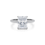Radiant Trio Pave Cathedral Ring With Low Pave Basket  (1.20 Carat G-VVS2)