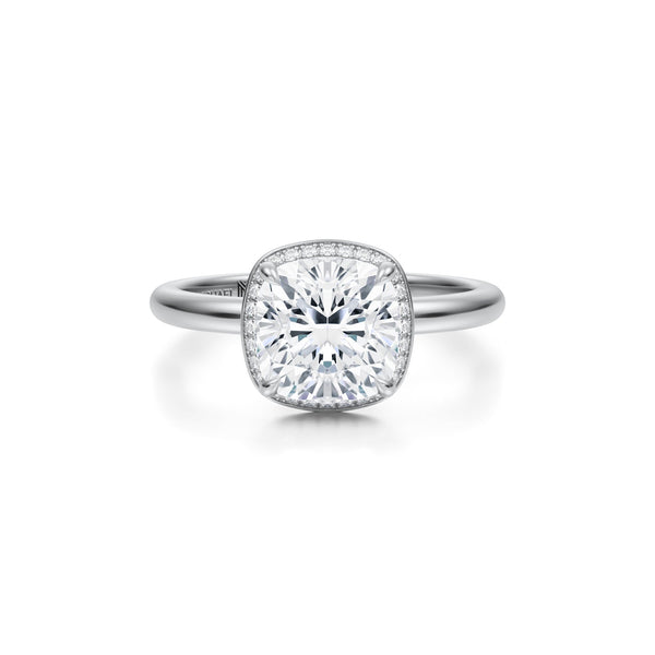 Cushion Knife Edge Halo With Solitaire Ring