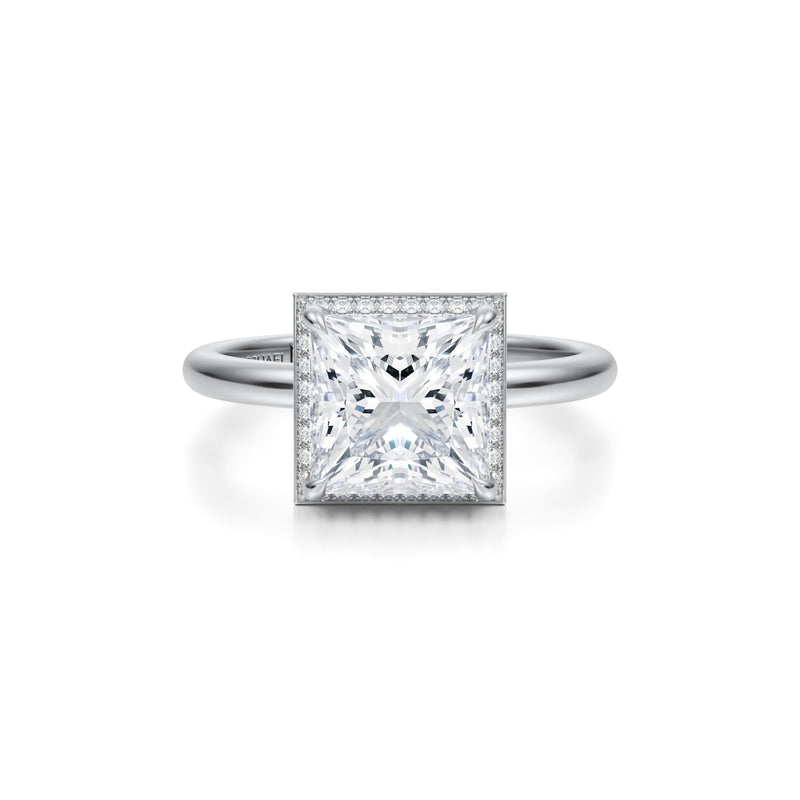 Princess Knife Edge Halo With Solitaire Ring  (3.50 Carat E-VS1)