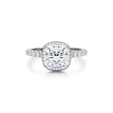 Cushion Knife Edge Halo With Pave Ring  (1.00 Carat E-VS1)