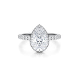 Pear Knife Edge Halo With Pave Ring