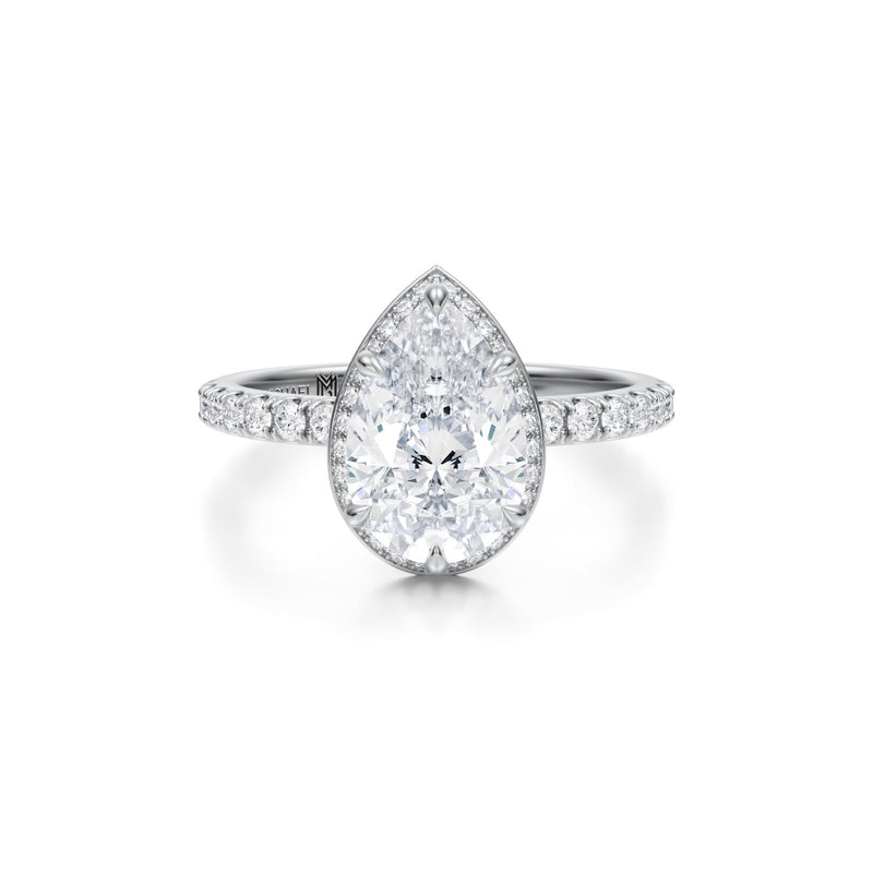 Pear Knife Edge Halo With Pave Ring  (1.00 Carat E-VS1)