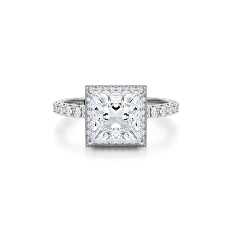 Princess Knife Edge Halo With Pave Ring